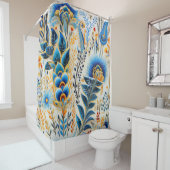 Chinoiserie Exotic Birds Botanical Pattern (5) シャワーカーテン (インサイチュ)