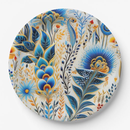 Chinoiserie Exotic Birds Botanical Pattern (5) ペーパープレート (正面)
