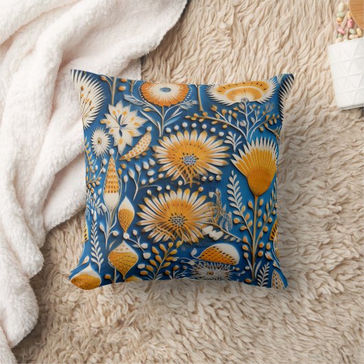 Chinoiserie Exotic Birds Botanical Pattern (7) クッション (ブランケット)