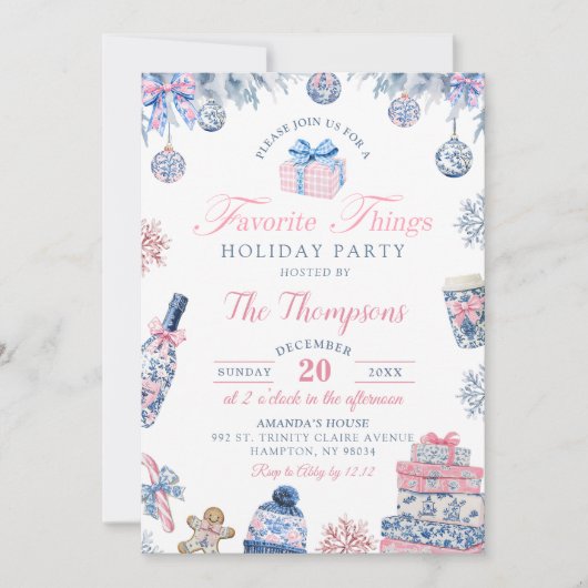 Chinoiserie Favorite Things Holiday Party 招待状 (正面)