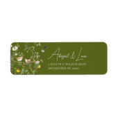 Chinoiserie Floral Bird Wedding Invitation Address ラベル (正面)