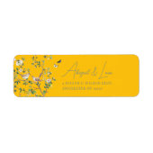 Chinoiserie Floral Bird Wedding Invitation Address ラベル (正面)