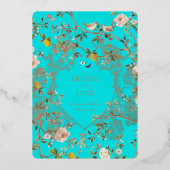 Chinoiserie Floral Birds Wedding Foil Invitation 箔招待状 (正面)