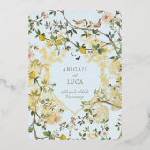 Chinoiserie Floral Birds Wedding Foil Invitation 箔招待状 (正面)