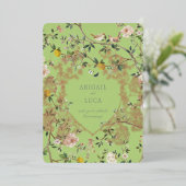 Chinoiserie Floral Birds Wedding Foil Invitation 箔招待状 (立ち正面)