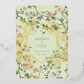 Chinoiserie Floral Birds Wedding Foil Invitation 箔招待状 (正面)
