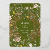 Chinoiserie Floral Birds Wedding Foil Invitation 箔招待状 (正面)