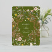 Chinoiserie Floral Birds Wedding Foil Invitation 箔招待状 (立ち正面)