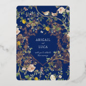 Chinoiserie Floral Birds Wedding Foil Invitation 箔招待状 (正面)