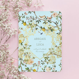 Chinoiserie Floral Birds Wedding Foil Invitation 箔招待状