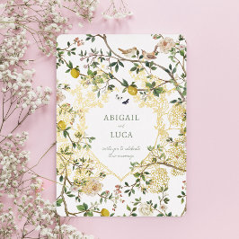 Chinoiserie Floral Birds Wedding Foil Invitation 箔招待状