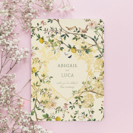 Chinoiserie Floral Birds Wedding Foil Invitation 箔招待状