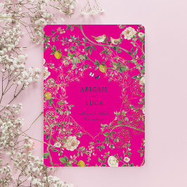 Chinoiserie Floral Birds Wedding Foil Invitation 箔招待状