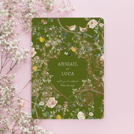 Chinoiserie Floral Birds Wedding Foil Invitation 箔招待状
