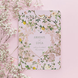 Chinoiserie Floral Birds Wedding Foil Invitation 箔招待状