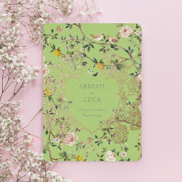 Chinoiserie Floral Birds Wedding Foil Invitation 箔招待状