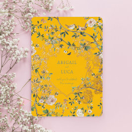 Chinoiserie Floral Birds Wedding Foil Invitation 箔招待状