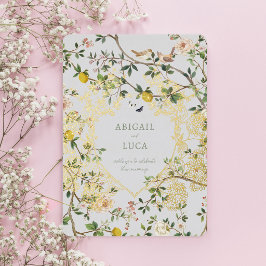 Chinoiserie Floral Birds Wedding Foil Invitation 箔招待状