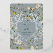 Chinoiserie Floral Birds Wedding Foil Invitation 箔招待状 (正面)