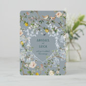 Chinoiserie Floral Birds Wedding Foil Invitation 箔招待状 (立ち正面)