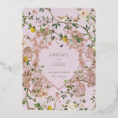 Chinoiserie Floral Birds Wedding Foil Invitation 箔招待状 (正面)