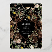 Chinoiserie Floral Birds Wedding Foil Invitation 箔招待状 (正面)