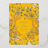 Chinoiserie Floral Birds Wedding Foil Invitation 箔招待状 (正面)