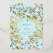 Chinoiserie Floral Birds Wedding Foil Invitation 箔招待状 (正面)