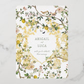 Chinoiserie Floral Birds Wedding Foil Invitation 箔招待状 (正面)