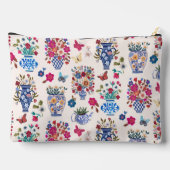 Chinoiserie Floral Monogram Cosmetic Makeup Bag アクセサリーポーチ (裏面)