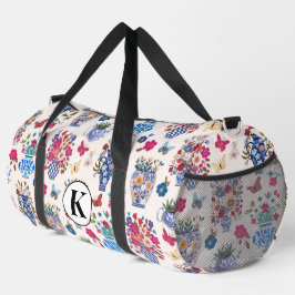 Chinoiserie Floral Monogram Weekender Travel Bag ダッフルバッグ