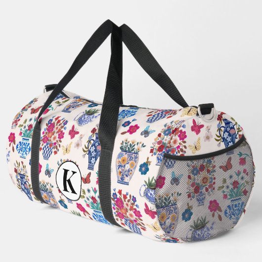 Chinoiserie Floral Monogram Weekender Travel Bag ダッフルバッグ (右コーナー)