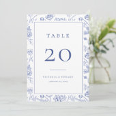 Chinoiserie Floral Wedding Table Number Card メニュー (スタンド正面)
