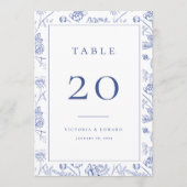 Chinoiserie Floral Wedding Table Number Card メニュー (正面)