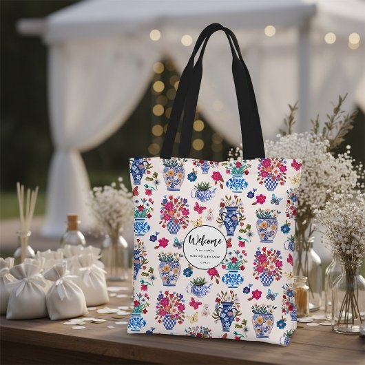 Chinoiserie Floral Wedding Welcome Bag Tote トートバッグ