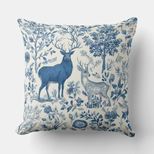 Chinoiserie Forest Animal Throw Pillow クッション (正面)
