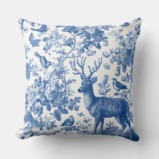 Chinoiserie Forest Animal Throw Pillow クッション (正面)