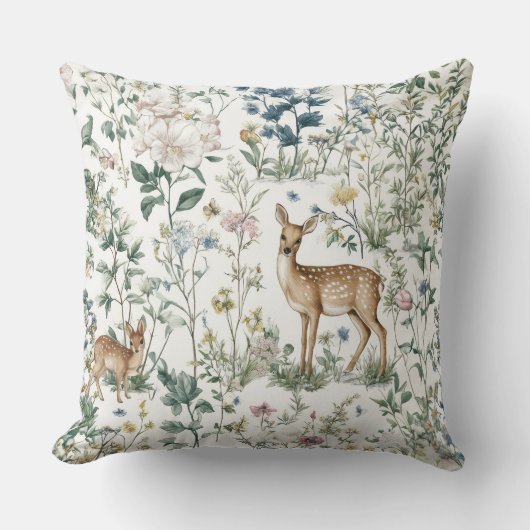 Chinoiserie Forest Animal Throw Pillow クッション (正面)