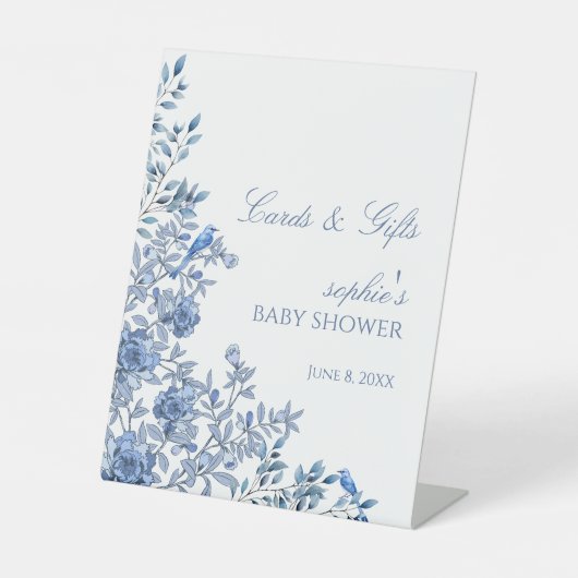 Chinoiserie French Blue Baby Shower Cards & Gifts 台座サイン (正面)