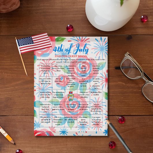 Chinoiserie garden 4th of July Bingo  game card シーズンカード