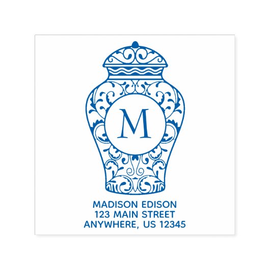 Chinoiserie Ginger Jarアドレス自己インクスタンプ セルフインキングスタンプ (デザイン)