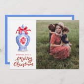 Chinoiserie Ginger Jarクリスマスフォト シーズンカード (正面/裏面)