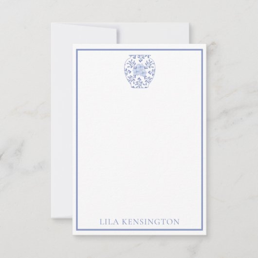 Chinoiserie Ginger Jar花瓶ノートカパーソナライズされたード サンキューカード (正面)