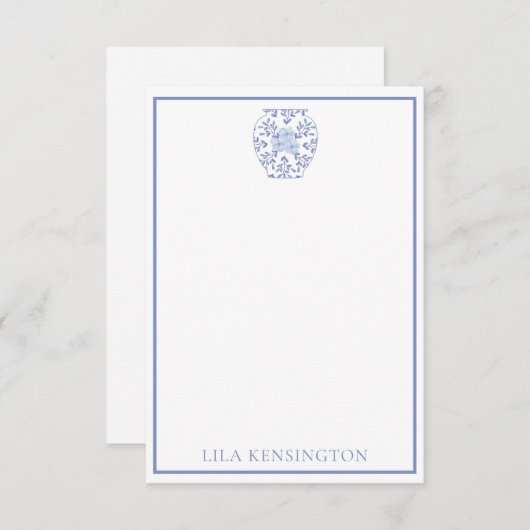 Chinoiserie Ginger Jar花瓶ノートカパーソナライズされたード サンキューカード (正面/裏面)