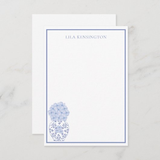 Chinoiserie Ginger Jar花瓶&花ノートカード サンキューカード (正面/裏面)