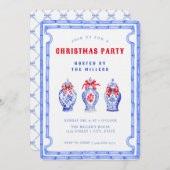 Chinoiserie Ginger Jar CHRISTMASパーティー 招待状 (正面/裏面)