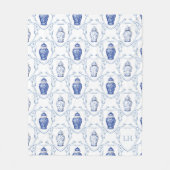 Chinoiserie Ginger Jar Monogram  フリースブランケット (正面)