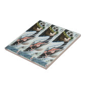 Chinoiserie Koi Carp Waterfall Japanese Art タイル (側面)