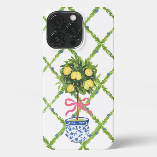 Chinoiserie Lemon Topiary, Grandmillenial iPhoneケース (裏面)