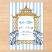 Chinoiserie Mahjong Party Blue アクリル招待状 (正面)